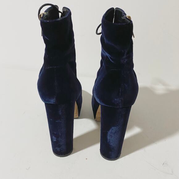 Jimmy Choo Deon Heeled Platform Ankle Boots Booties Heels Velvet Lace-Up sz 36 - Picture 11 of 15